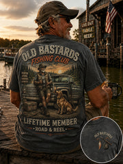 Men's Funny Old Bastards Fishing Club Lifetime Member Print Short Sleeve T-shirt