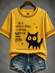 Women's cute cat Printed short-sleeved T-shirt