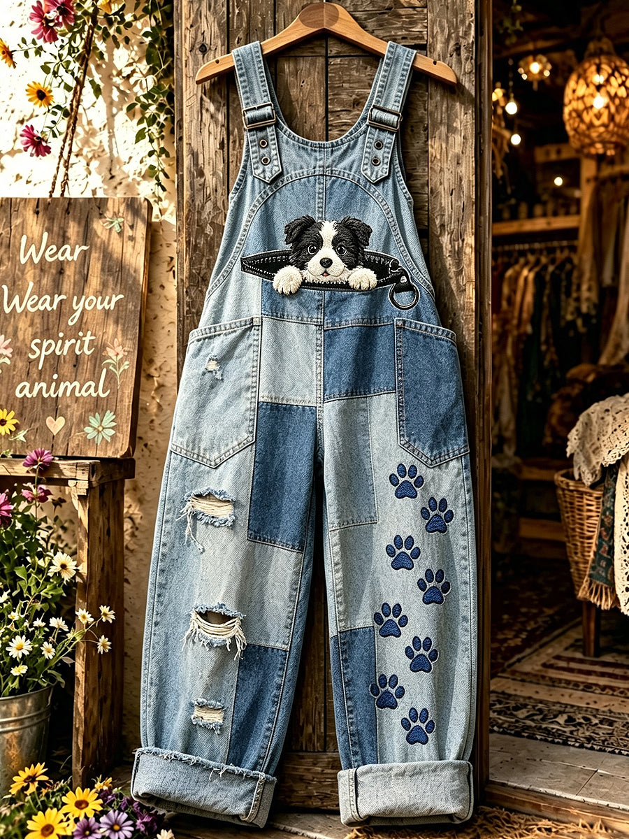 Women's Animal Dog Art Printed Strap Pants