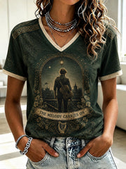 Women's Glen Memory Printed V-neck T-shirt