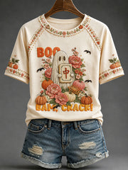 Women's Halloween Mahjong Night Printed Casual T-Shirt