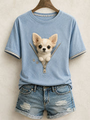 Women's Lovely Chihuahua Felt Art T-Shirt