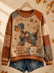 Women's Autumn Patchwork Dog Regular Sweatshirt