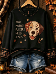 Women's Autumn Dog Regular Sweatshirt