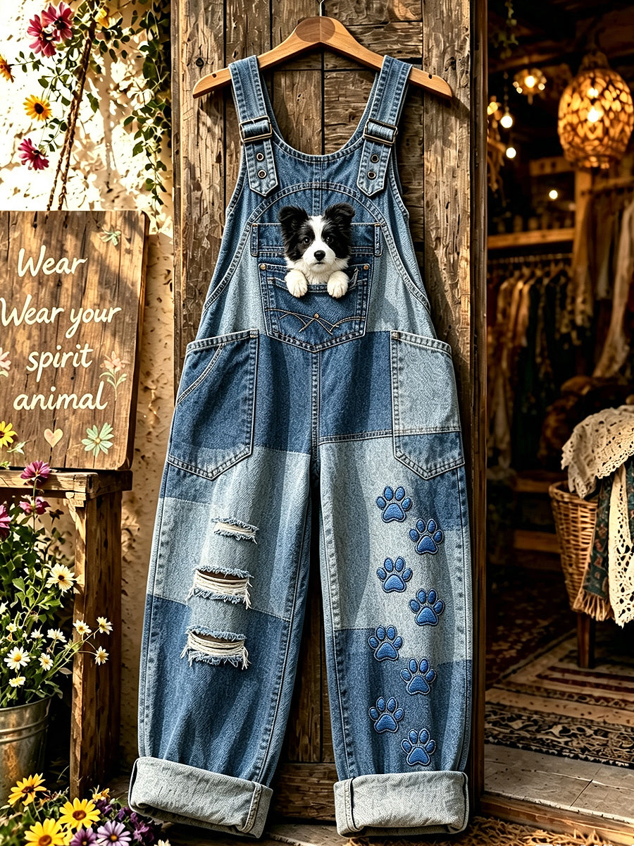 Women's Animal Dog Art Printed Strap Pants