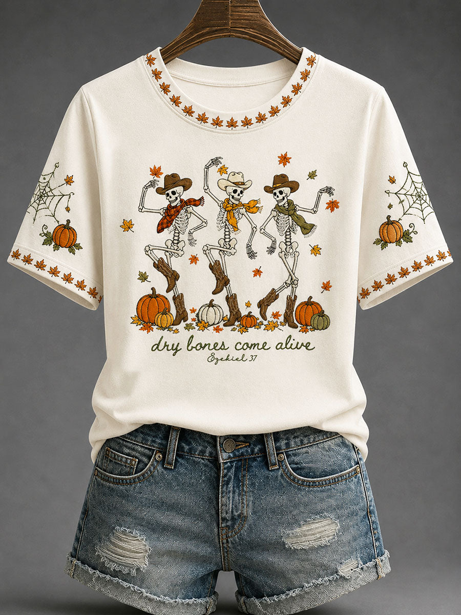 Women's 'Dry Bones Come Alive ' Faith Halloween Casual T-shirt
