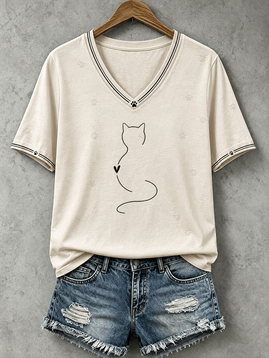 Women's Cat Line Art T-Shirt