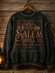 Halloween Witch Print Casual Loose Long Sleeved Sweatshirt
