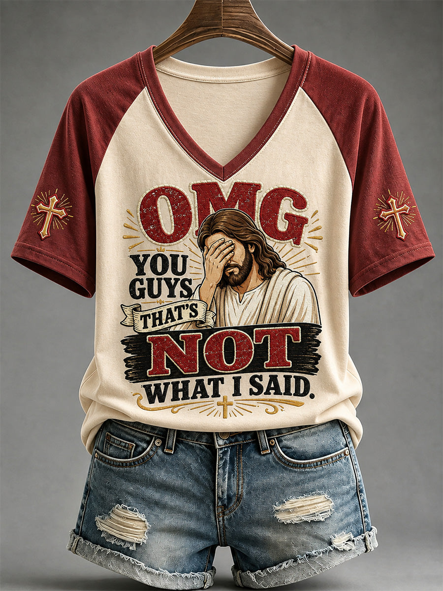 Women's That's Not What I Said Print Casual V-Neck Tee