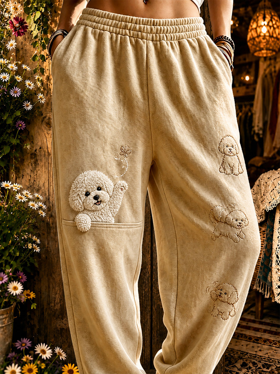 Retro Animal Art Print Casual Sweatpants