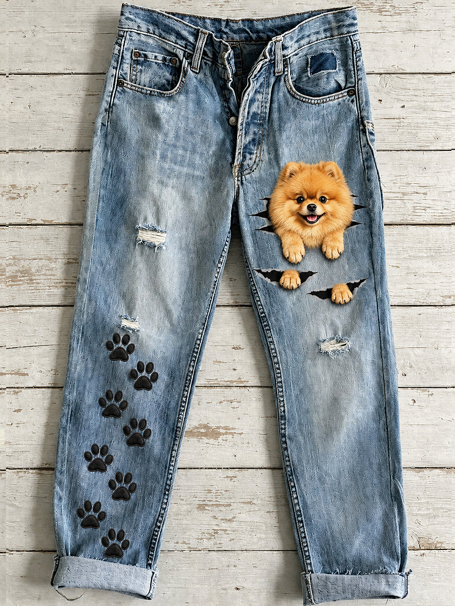 Women's Cute Animal Dog Art Print Flared Trousers