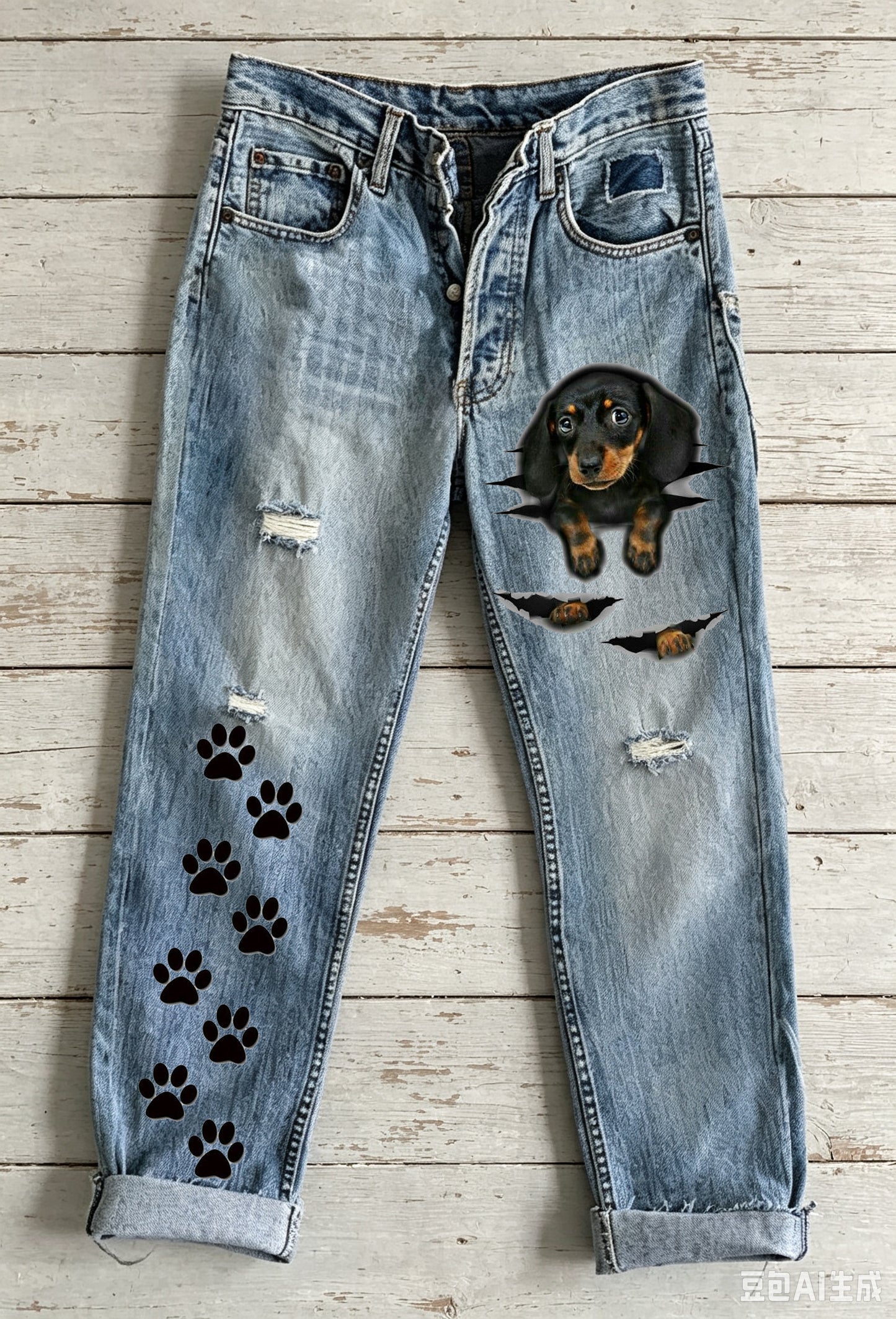 Women's Cute Animal Dog Art Print Flared Trousers