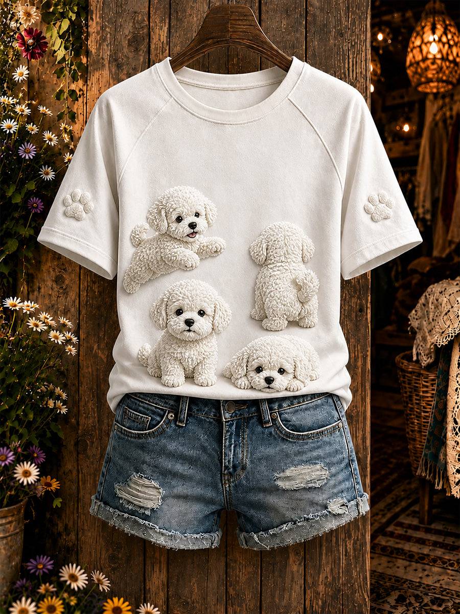Casual T-Shirt With Vintage-Style Animal Art Print