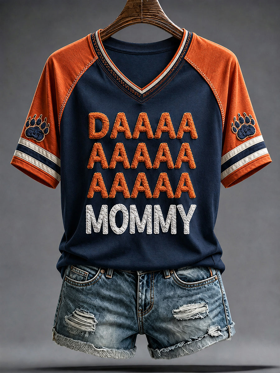 Women's Chicago Football Lover Bear Art Printed T-shirt