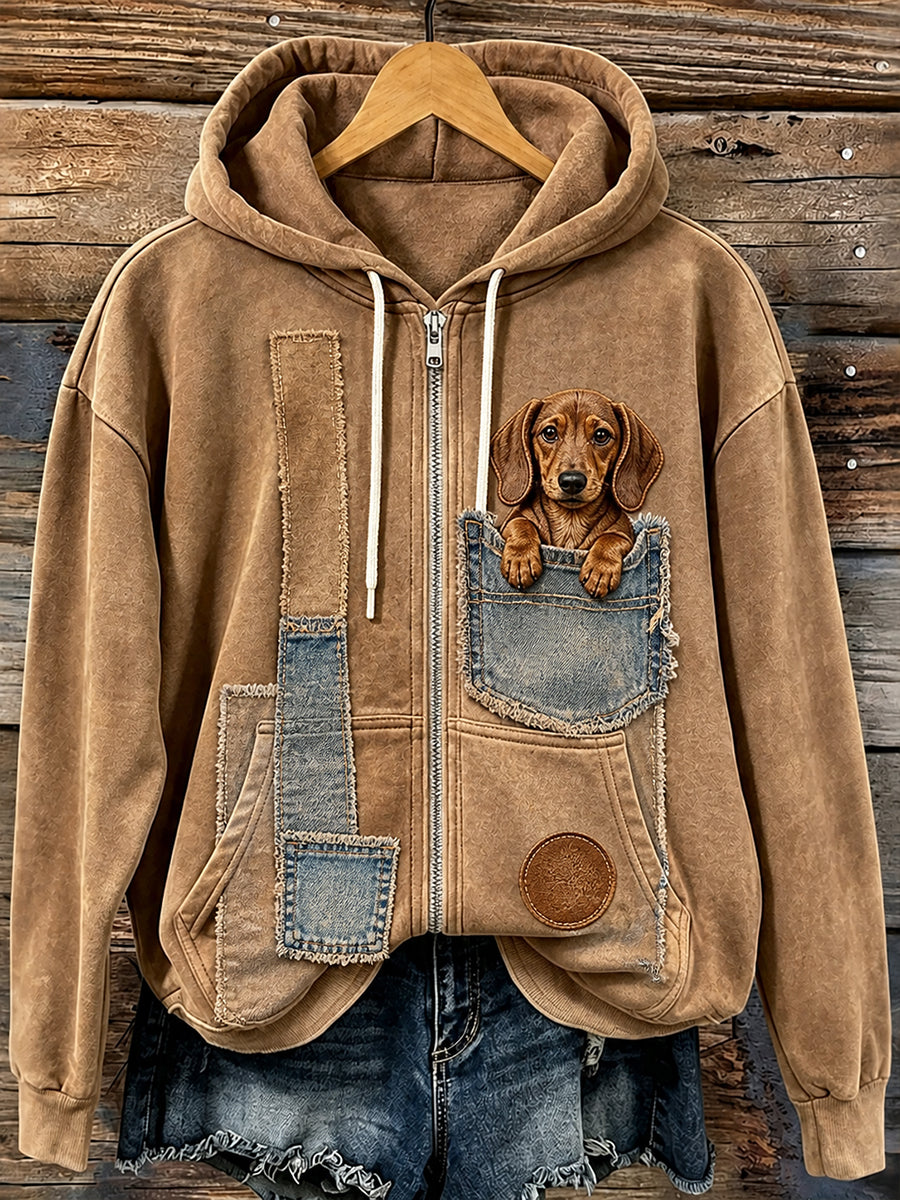 Retro Animal Print Casual Comfortable Hooded Jacket
