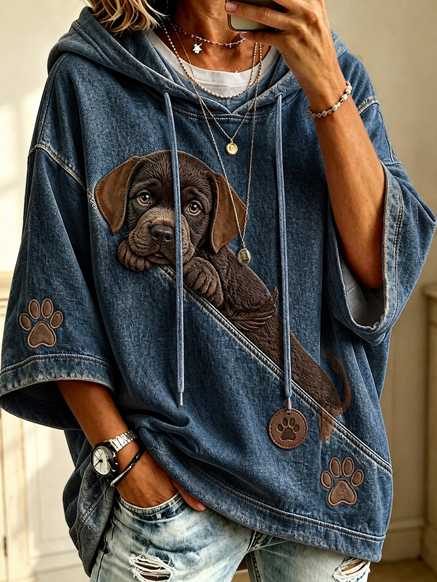 Retro Animal Print Casual And Comfortable Hooded Top
