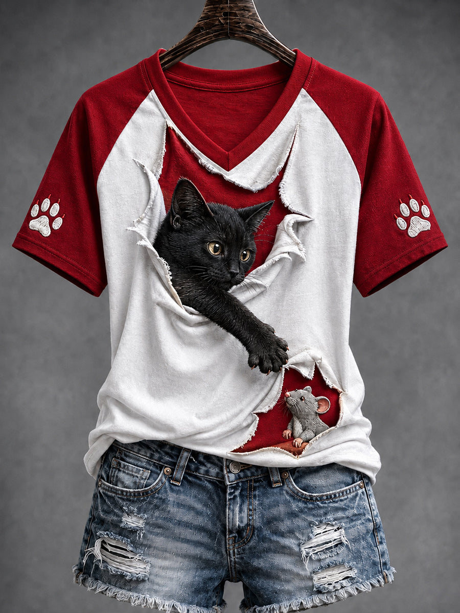 Women's Fun Animals V-Neck Short Sleeve T-Shirt