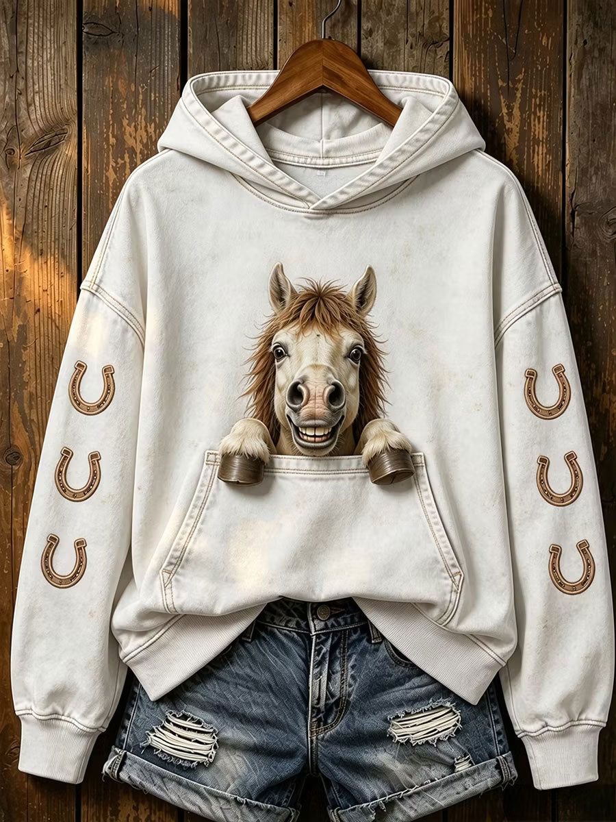 Women's Horse Print Regular Sweatshirt