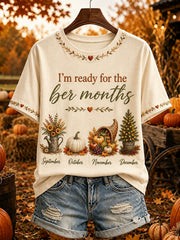 Women's Vintage I'm Ready For The Ber Months Print Short-sleeved T-shirt