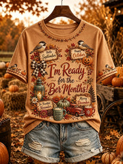 Women's Vintage I'm Ready For The Ber Months Print Short-sleeved T-shirt
