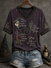 Women's Halloween Witch Salt Rosemary Lavender Love Art Printed T-shirt