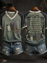 Women's Halloween Witch Salt Rosemary Lavender Love Art Printed T-shirt
