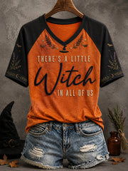 Women's Halloween There's A Little Witch In All of Us Art Printed T-shirt