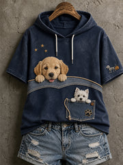 Women's Fun Animal-Print Short-Sleeve Hoodie