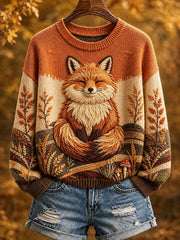 Women's Fall Fox Print Casual Sweatshirt
