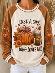 Women's Autumn Pumpkins Raglan Sleeve Sweatshirt