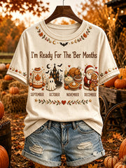 Women's Vintage I'm Ready For The 'ber Months Print Short-sleeved T-shirt