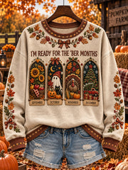 Women's autumn and winter theme pattern design casual sweatshirt
