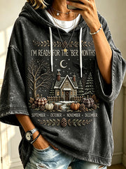 Women’s Vintage I'm Ready For The 'ber Months Print Comfy Hoodie