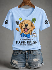 Women's Forever In Our Hearts Run Free Tucker Dog Lovers V-Neck Tee