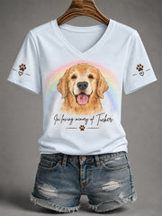 Women's Forever In Our Hearts Run Free Tucker Dog Lovers V-Neck Tee
