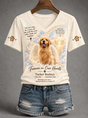 Women's Forever In Our Hearts Run Free Tucker Dog Lovers V-Neck Tee