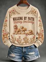 Women's Highland Cow Print Casual Sweatshirt