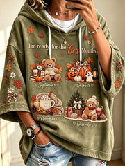 Women's Vintage I'm Ready For The 'ber Months Print Comfy Hoodie