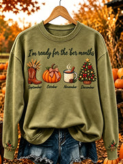 Women's Vintage I'm Ready For The 'ber Months Print Comfy Sweatshirt