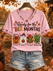 Women's Vintage I'm Ready For The 'ber Months Print Comfy Short-sleeved T-shirt