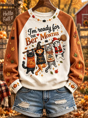 Women's I'm Ready For The 'ber Months Cute Cats Print Cozy Sweatshirt