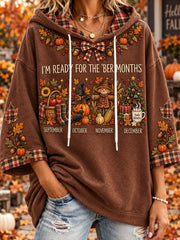 Women's autumn and winter theme pattern design casual hoodie