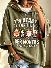 Women's Vintage I'm Ready For The 'ber Months Print Cozy Hoodie
