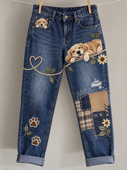 Women's Fun Animals Art Print Pocketing Trousers