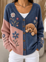 Women's Fun Animals Print Button Cardigan