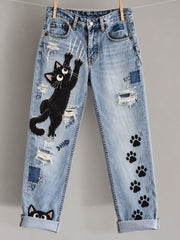 Women‘s Fun Animals Art Print Flared Trousers