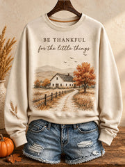 Women's Thanksgiving Art Thankful Printed Sweatshirt