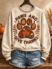 Women's Thanksgiving Art Thankful Printed Sweatshirt