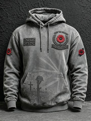 Men's Remembrance Day Lest We Forget Print Oversized Drop-Shoulder Hoodie With Pockets