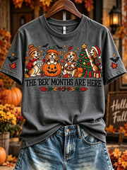 Women's Vintage The 'ber Months Are Here Beagle Print Short-sleeved T-shirt
